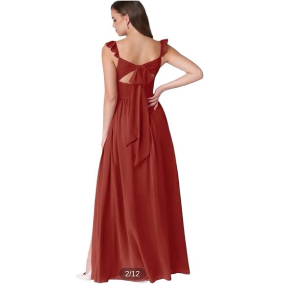 Azazie Metz Terracotta Chiffon Dresss - Picture 5 of 10
